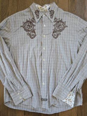 Vintage Kings Road 80s button-up shirt with floral and embroidery - Mens XXL